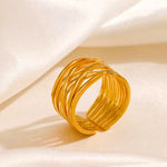 Load image into Gallery viewer, 18KT Gold Plated Stainless Steel Stackable Multi-Band Criss Cross Adjustable Ring for Women, Philippa (pre-order)