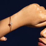 Load image into Gallery viewer, 18KT Gold Plated Sterling Silver floral star kada bracelet, Twyla
