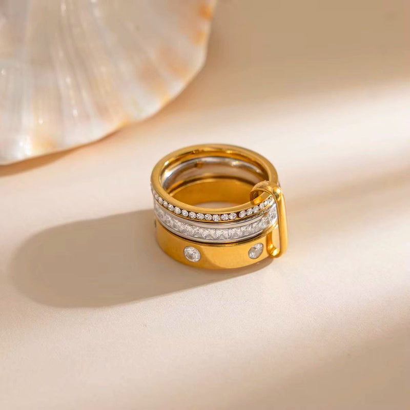 18K Gold Plated Triple Band Ring, Valencia