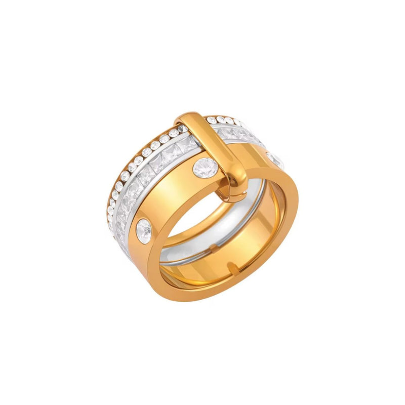18K Gold Plated Triple Band Ring, Valencia
