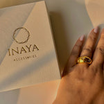Load image into Gallery viewer, 18Kt Gold Plated Multicoloured Zircon Dome Ring, Sage - Inaya Accessories
