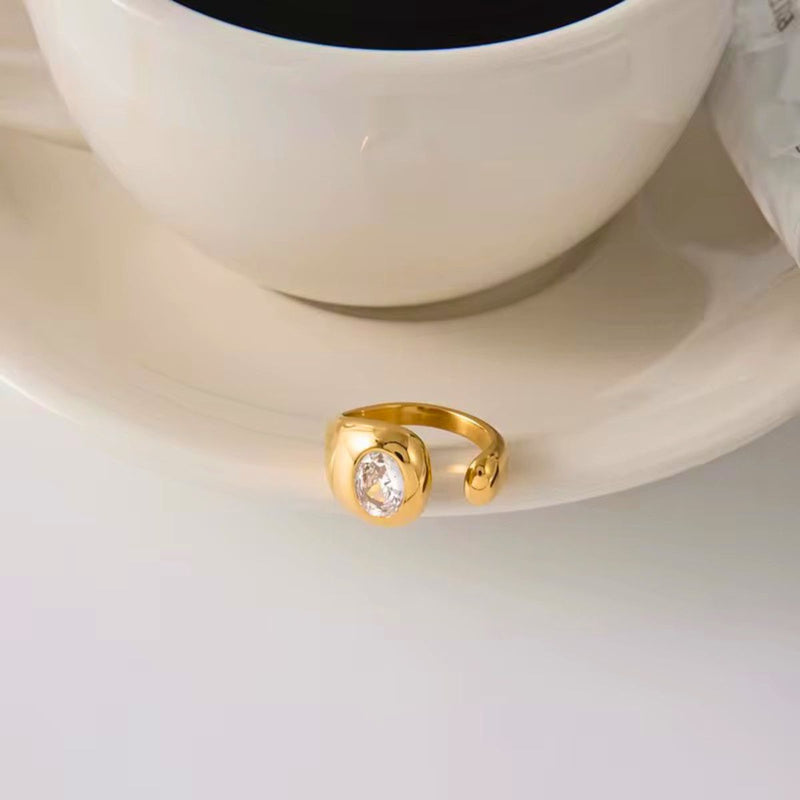 18K Gold Plated Modern Open Band adjustable Ring, Maison