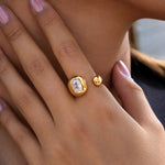 Load image into Gallery viewer, 18K Gold Plated Modern Open Band adjustable Ring, Maison
