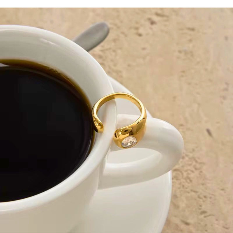 18K Gold Plated Modern Open Band adjustable Ring, Maison