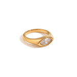 Load image into Gallery viewer, 18K Gold Plated Marquise Signet Ring, Zen
