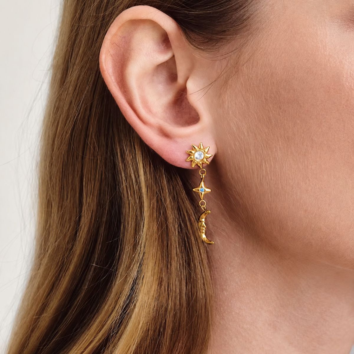 18k gold plated crystal drop earring, carol