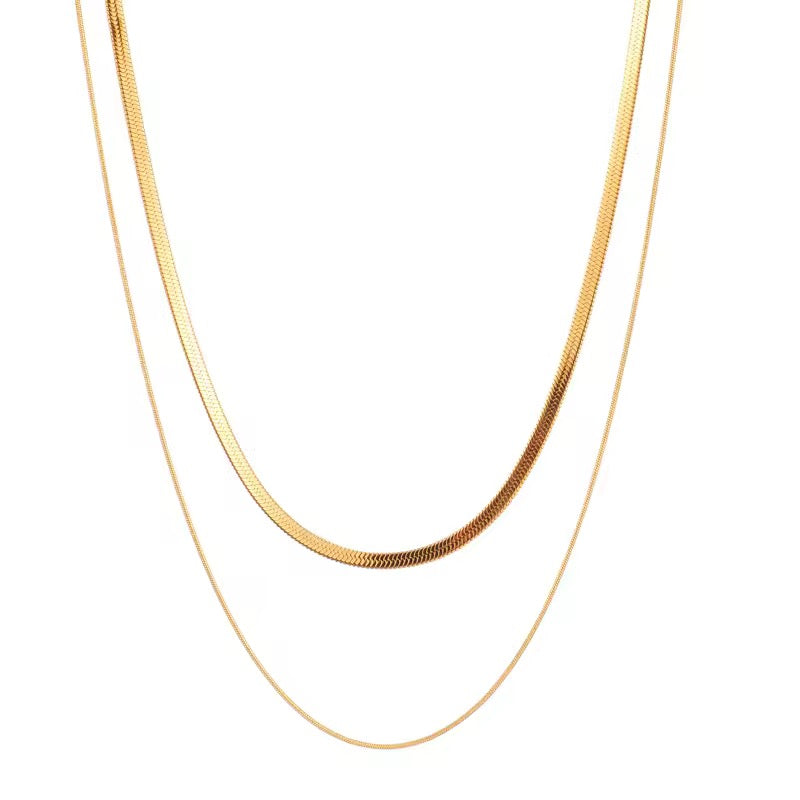 18 KT gold plated Herringbone and Rope Necklace, Sabya