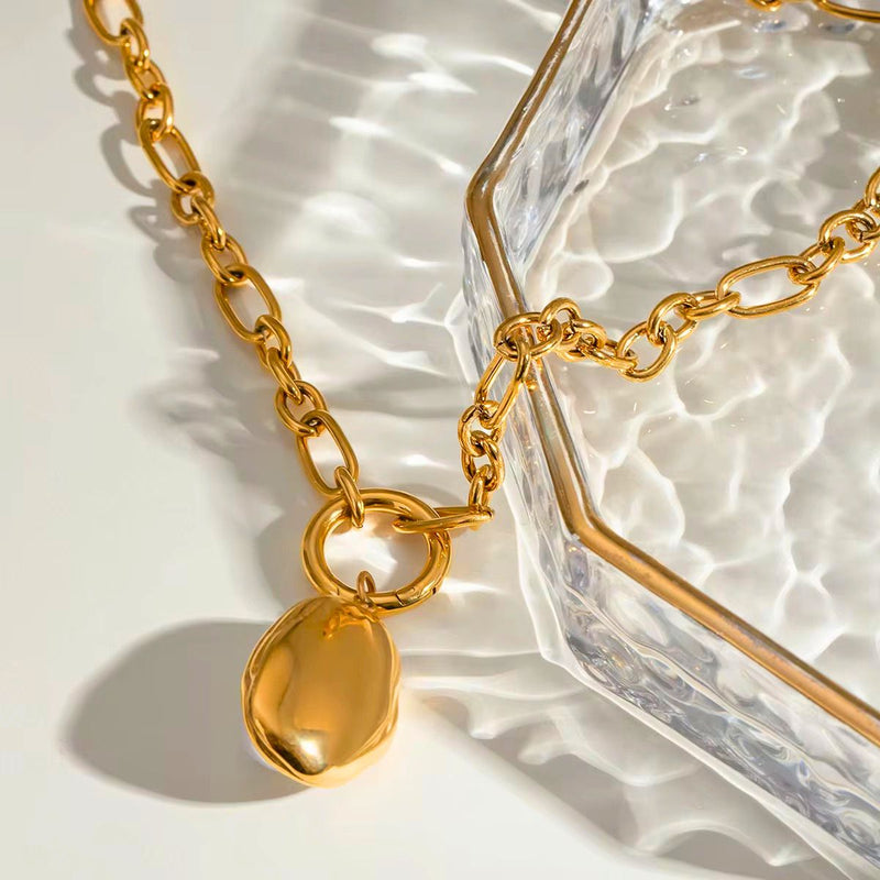 18K Gold Plated Baroque Pearl Necklace, Mist