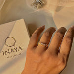 Load image into Gallery viewer, 18kt Gold Plated Diamond and Flower Stackable Zircon Studded Ring, Diya - Inaya Accessories