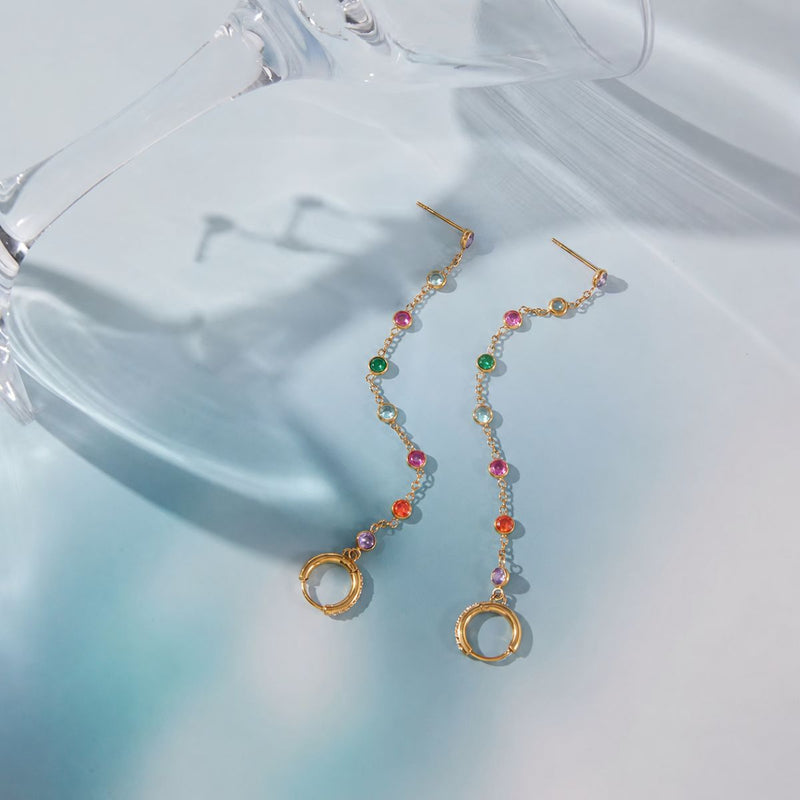 18K Gold Plated Multi-Color Drop Earrings, ilsa