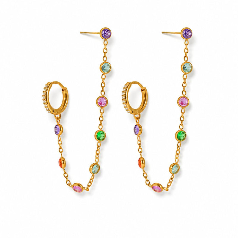 18K Gold Plated Multi-Color Drop Earrings, ilsa
