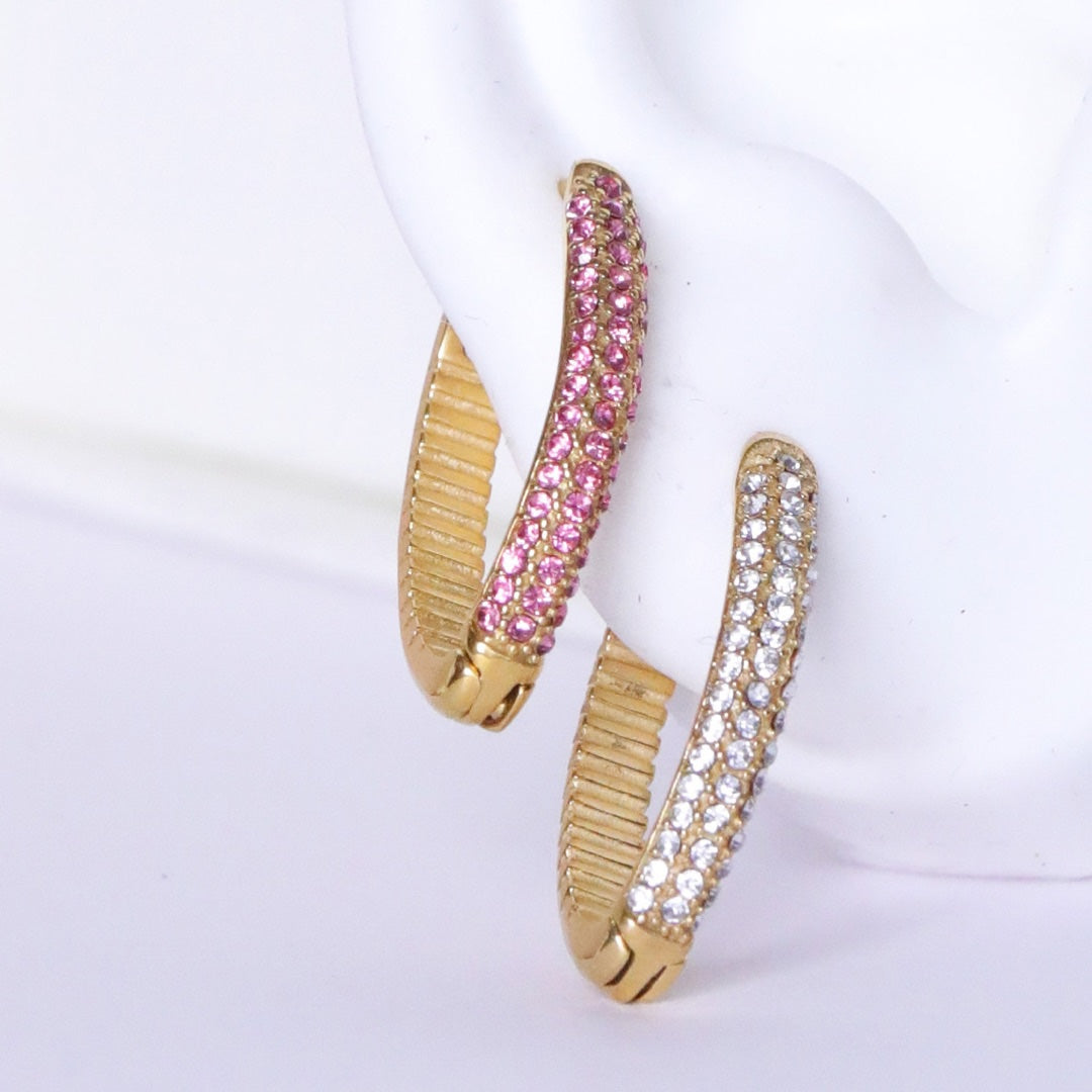 18KT Gold Plated CZ Diamond Leaf Earrings, Klara - Inaya Accessories
