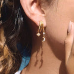 Load image into Gallery viewer, 18K Gold plated Astra Sun Moon Dangler Earrings, Romi
