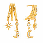 Load image into Gallery viewer, 18K Gold plated Astra Sun Moon Dangler Earrings, Romi
