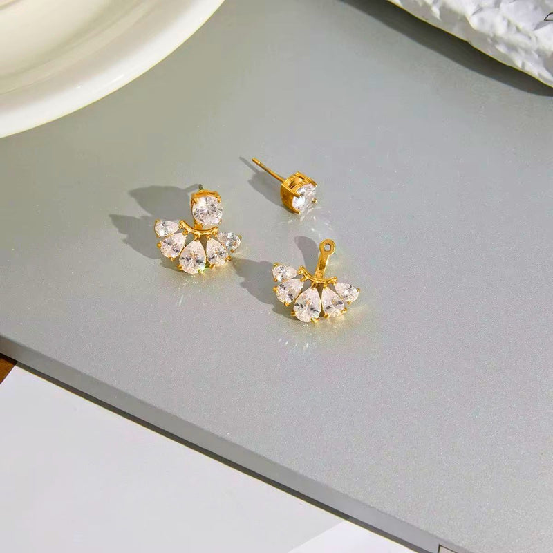 Gold Plated Teardrop Cluster Earrings, Elara