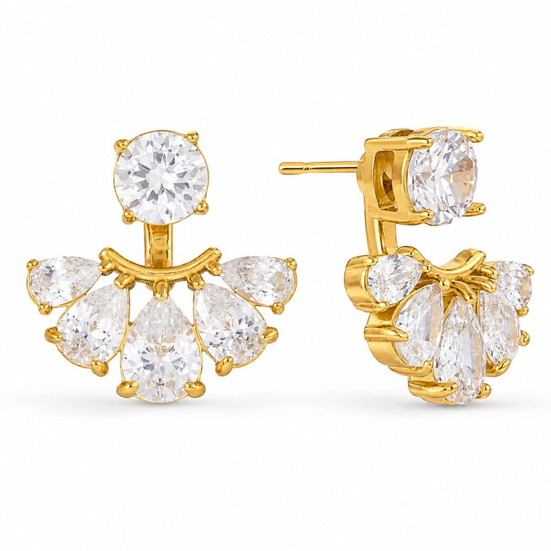 Gold Plated Teardrop Cluster Earrings, Elara