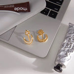 Load image into Gallery viewer, 18K Gold plated Crescent Moon Starfall Earring, Abir

