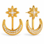 Load image into Gallery viewer, 18K Gold plated Crescent Moon Starfall Earring, Abir
