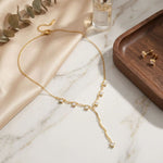 Load image into Gallery viewer, 18K Gold Plated Crystal Lariat Necklace, Kia

