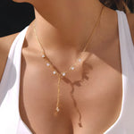 Load image into Gallery viewer, 18K Gold Plated Crystal Lariat Necklace, Kia
