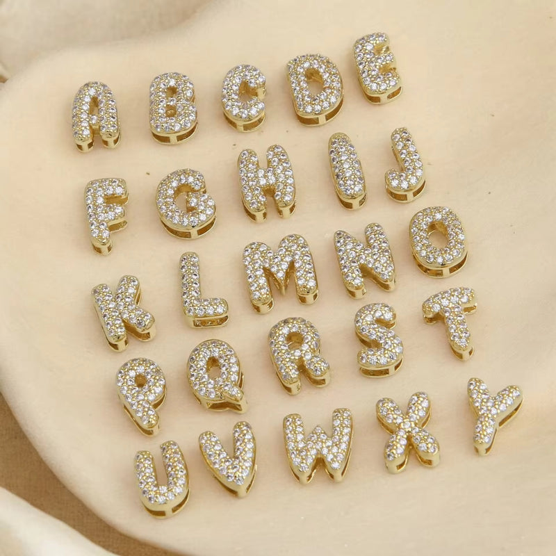 Personalised 18KT Gold Plated Waterproof Diamond Bubble Initial Name Necklace