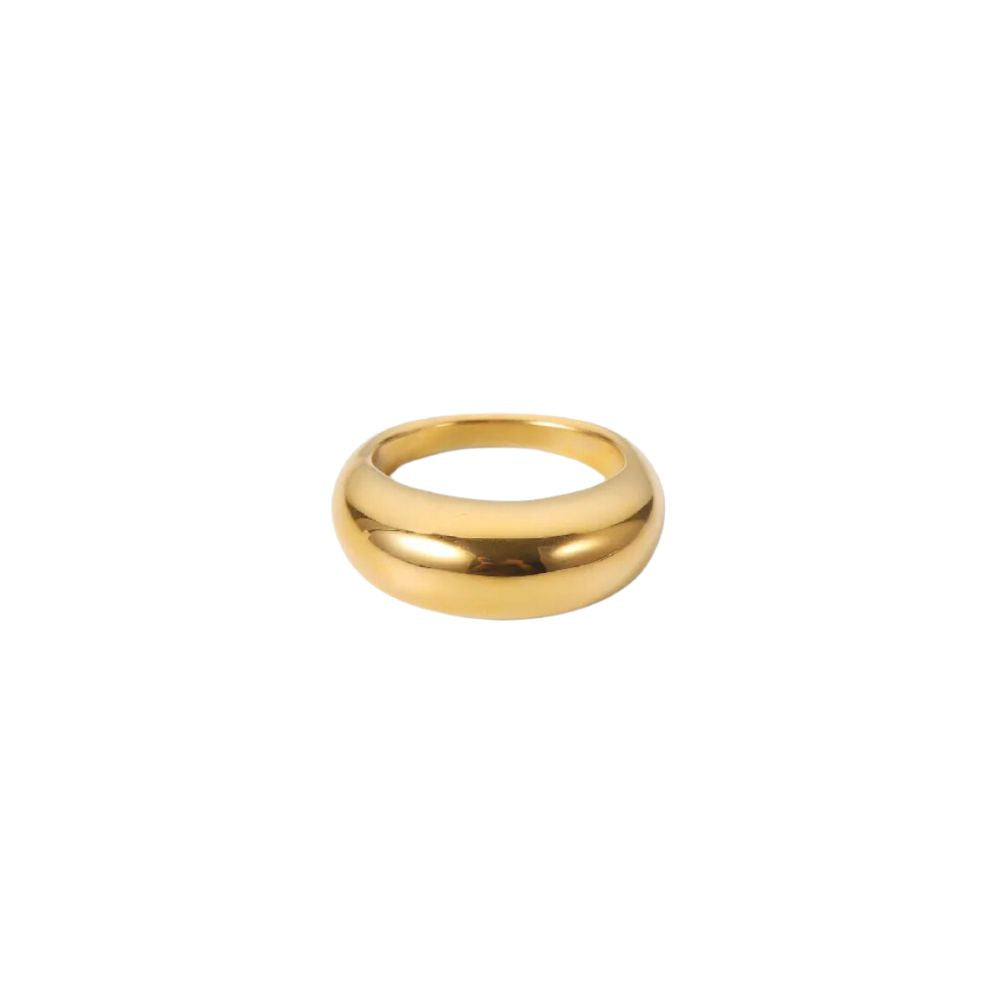 18kt Gold Plated Smooth Chunky Dome Ring, Carla - Inaya Accessories