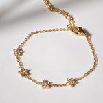 Load image into Gallery viewer, 18kt Gold Plated Cubic Zirconia Flower Charm Bracelet, Bella
