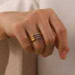 Load image into Gallery viewer, 18kt Gold Plated Triple Chunky Zircon Studded Ring, Abigail - Inaya Accessories
