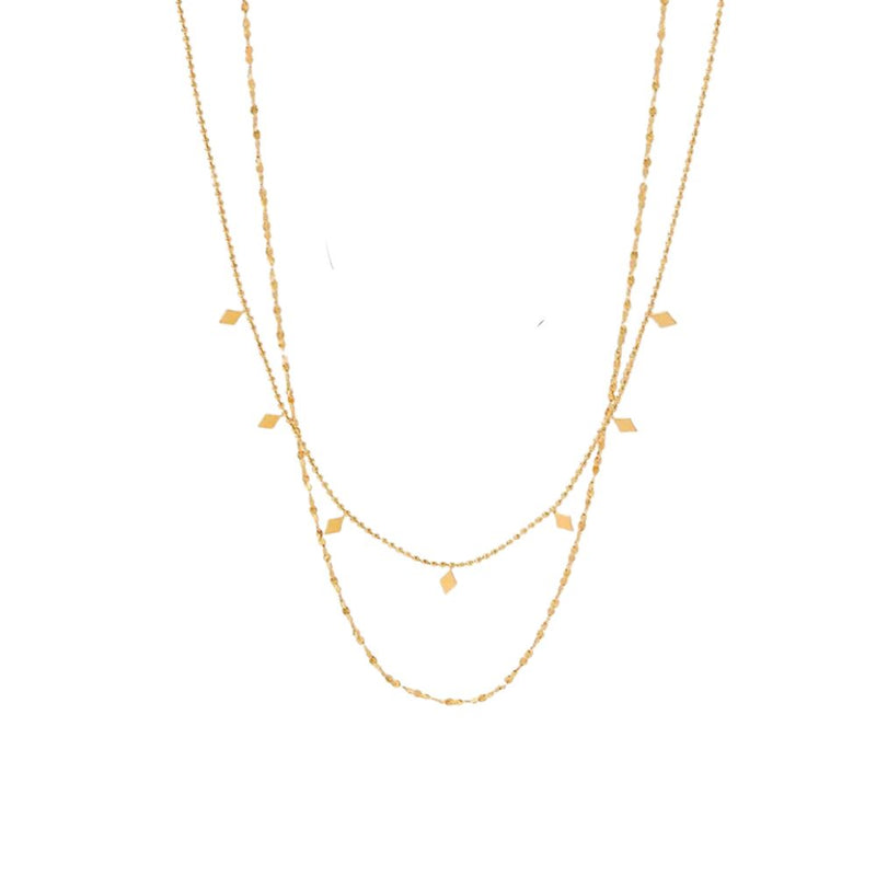 18kt Gold Plated Double Layered Beaded Diamond Necklace, Mia - Inaya Accessories
