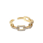 Load image into Gallery viewer, 18Kt Gold Plated Cuban Stackable Zircon Open Adjustable Ring, Raya - Inaya Accessories