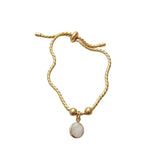 Load image into Gallery viewer, 18kt Gold Plated Snake Twist Chain White Shell Adjustable Bracelet, Alma - Inaya Accessories