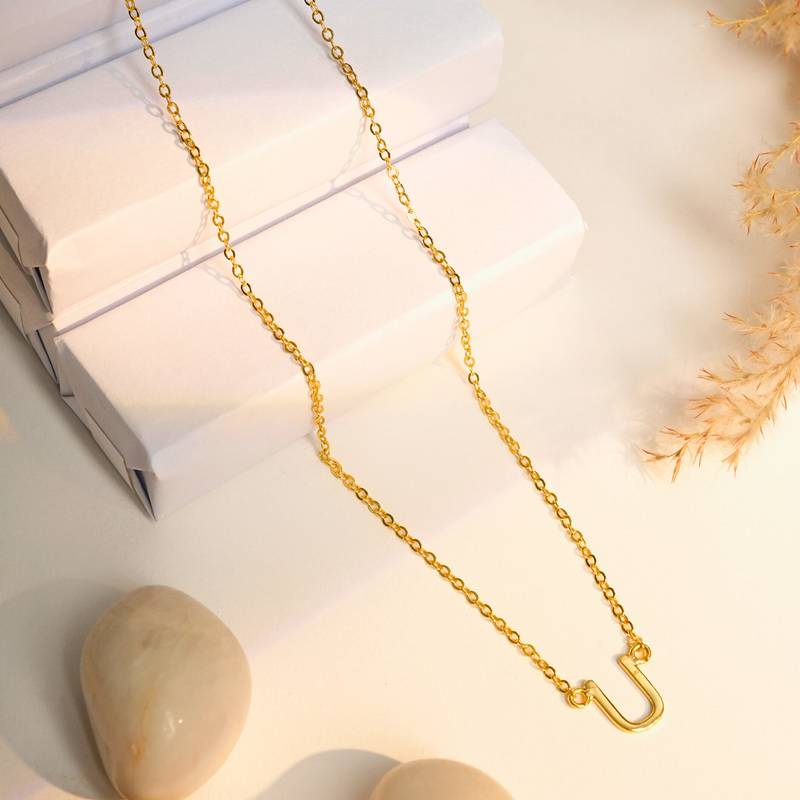 Inaya 18 KT Gold Plated Stainless Steel Chic Personalised Capital Initial  Necklace