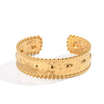 Load image into Gallery viewer, 18kt Gold Plated Hollow Hammered Open Bangle, Demi - Inaya Accessories
