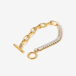Load image into Gallery viewer, 18Kt Gold Plated Tennis Link Toggle Clasp Bracelet, Nira - Inaya Accessories