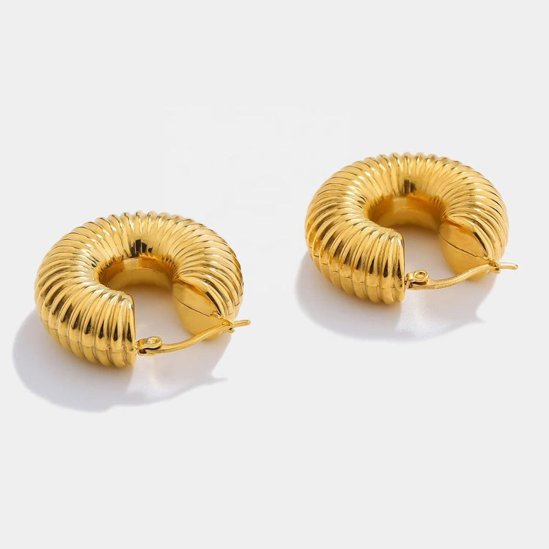 18kt Gold Plated Chunky Croissant Hoop Earrings, Gigi - Inaya Accessories