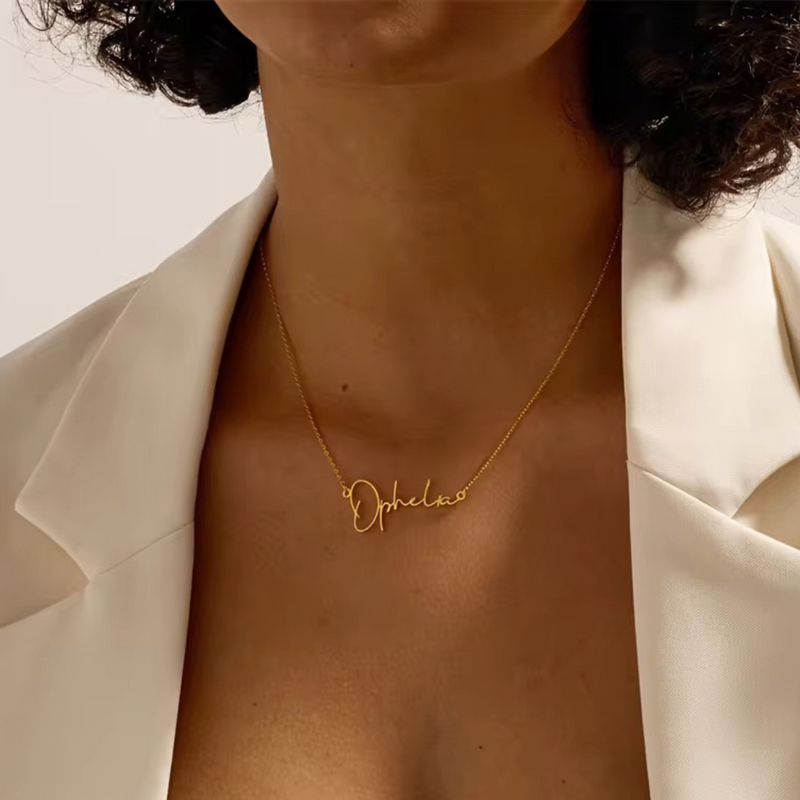 22KT Gold Plated Cursive Brass name Necklace