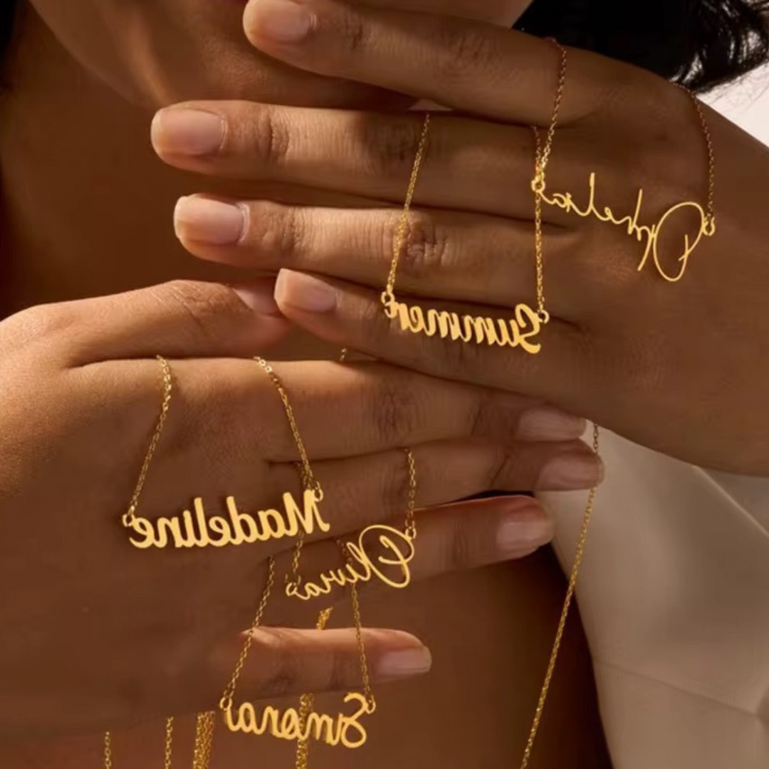 22KT Gold Plated Cursive Brass name Necklace