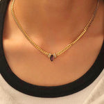 Load image into Gallery viewer, 18K Gold Plated Marquise Stone Snake Chain Necklace, Soni
