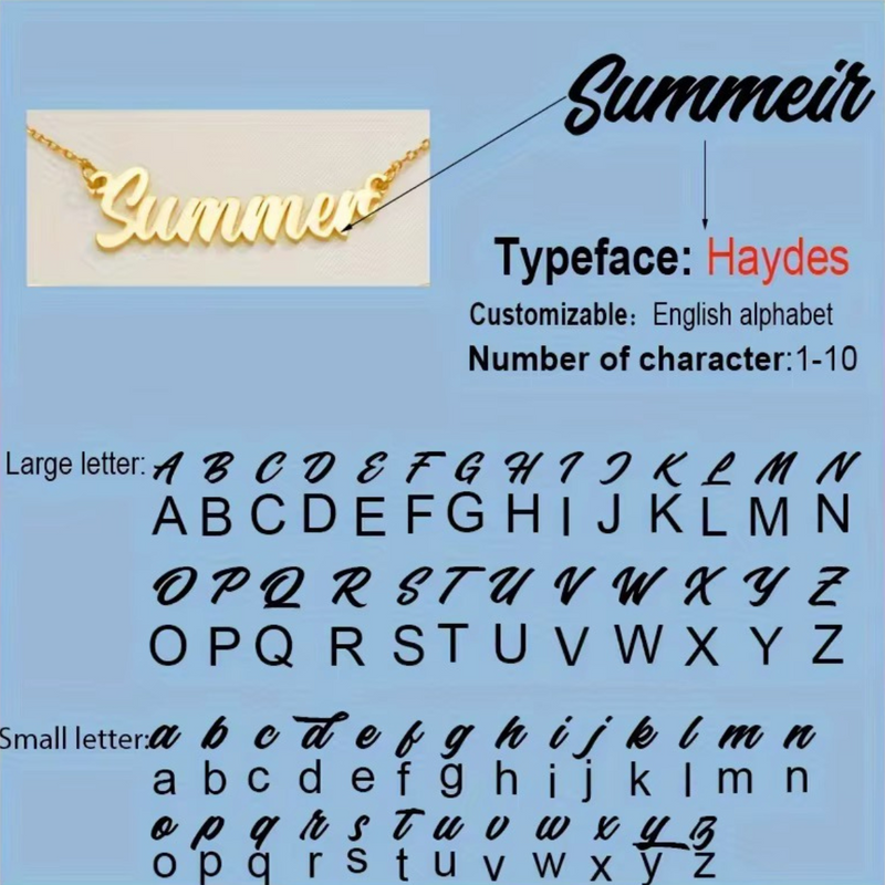 22KT Gold Plated Cursive Brass name Necklace