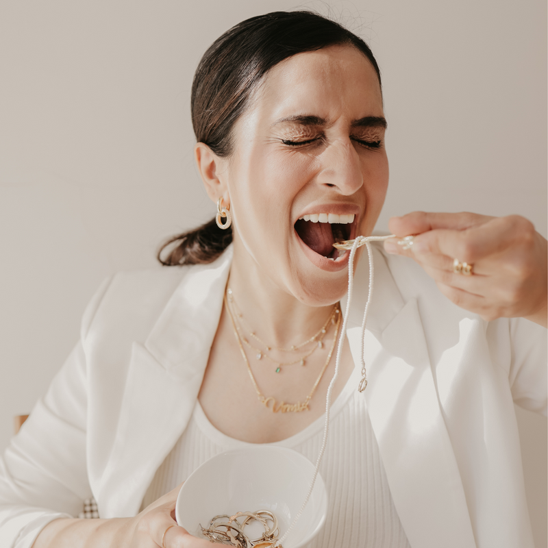 18KT Gold Plated Rhinestone Necklace, Nia