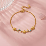Load image into Gallery viewer, 18K Gold Plated Whimsical Star Link Bracelet, Starlit
