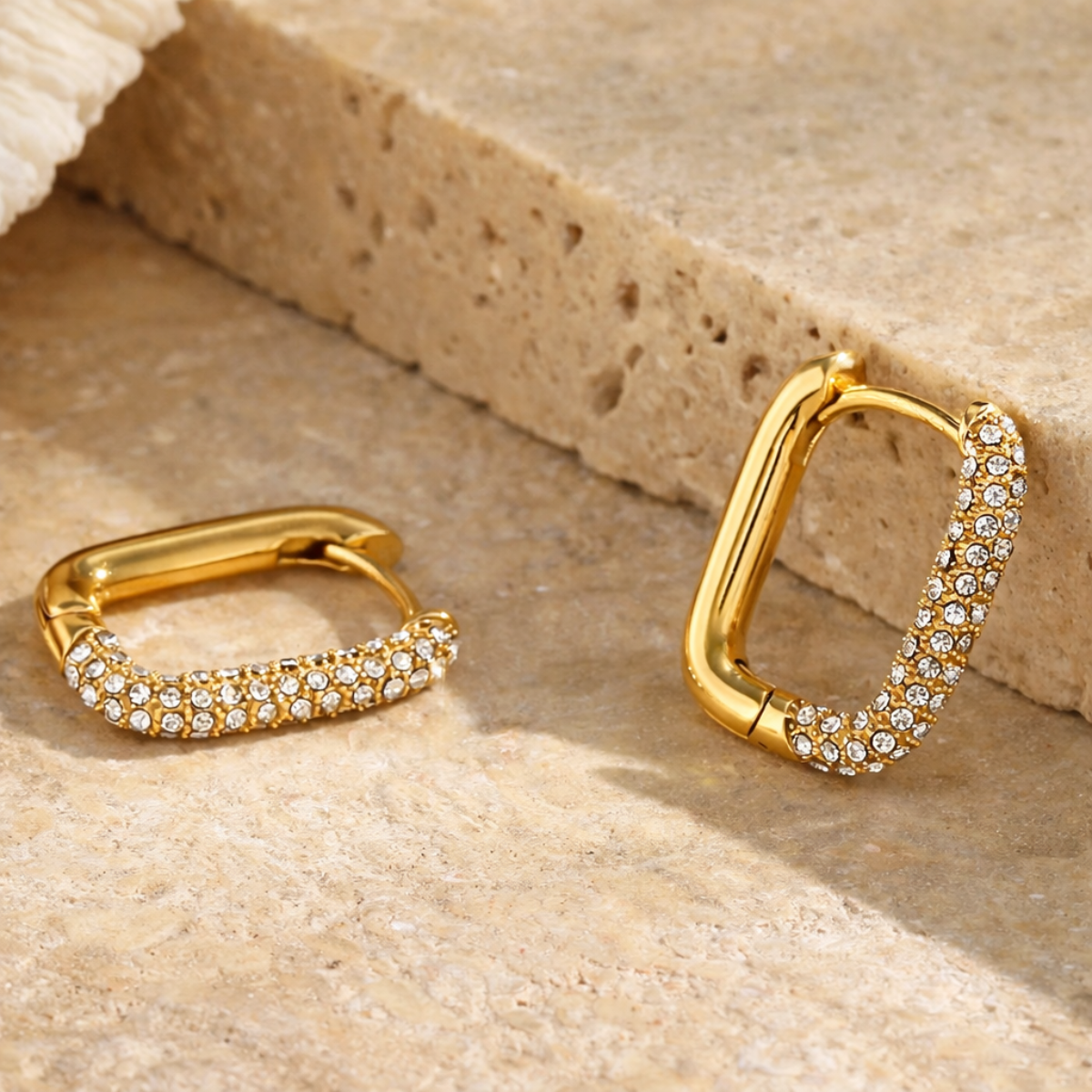 18 kt gold plated zircon box earrings, maitri