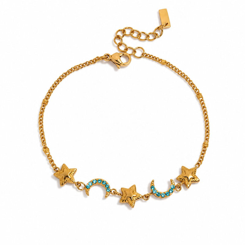 18K Gold Plated Whimsical Star Link Bracelet, Starlit