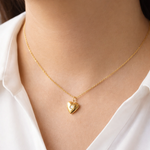 Load image into Gallery viewer, 18kt Gold Plated Starstruck Opal Stone Photo Locket Keepsake Necklace, Noor