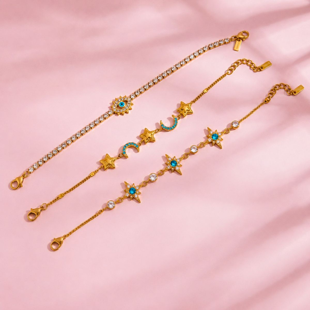 18k gold plated celestial charm bracelet, rivi