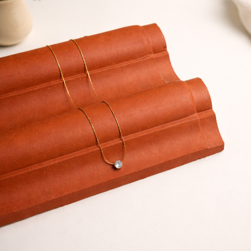 18kt Gold Plated Minimal Diamond Snake Chain Necklace, Nova