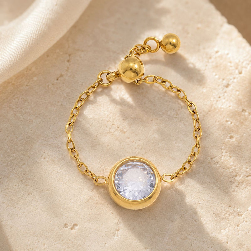 18K Gold Plated Chain Link Ring, Diva