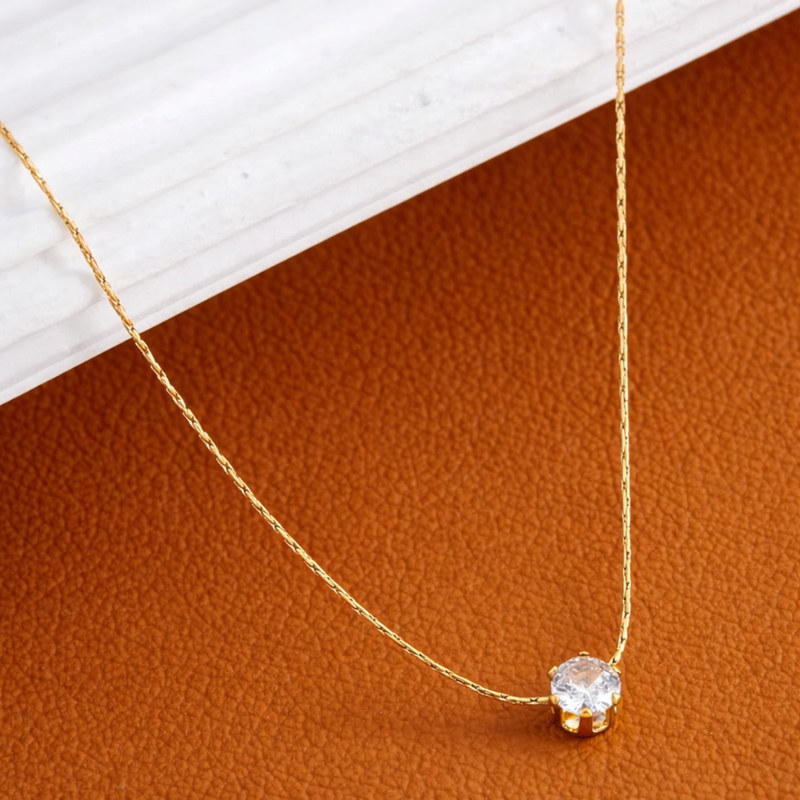 18kt Gold Plated Minimal Diamond Snake Chain Necklace, Nova