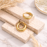 Load image into Gallery viewer, 18kt Gold Plated U Shaped Chunky Hoop Earrings, Ballerina