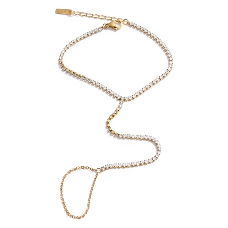18K Gold Plated Tennis Finger Bracelet, Esha